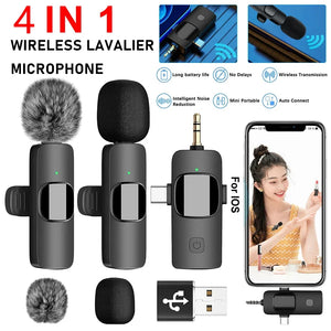 4in1 Wireless Microphone for iPhone Android Cameras Wireless
