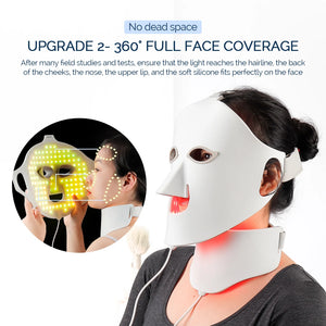 Led Facial Mask With Neck Red Led Light Therapy Flexible Soft Mask