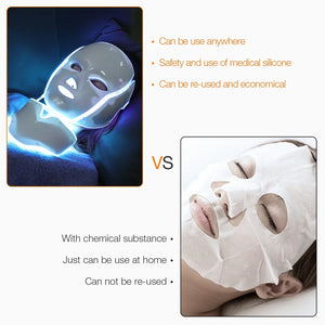 7 Colors LED Facial Mask with Neck LED Light Photon Mask Skin
