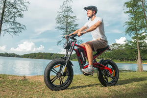 Hidoes® B6 1200W Electric Fat Bike, 20"x4" Fat Tire eBike, 48V 15.6Ah Battery, 50 Miles Long Range - Red Color