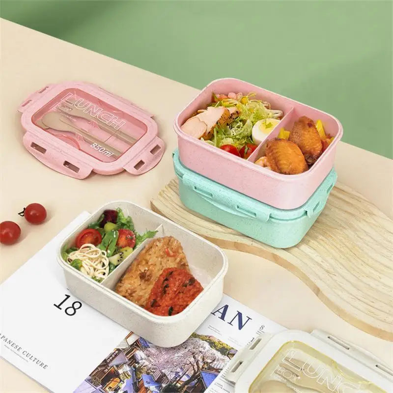 Wheat Straw Lunch Box Healthy BPA Free Bento Boxes Microwave