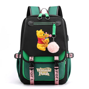 Disney Winnie the Pooh Backpacks Teenager USB Charging Laptop Backpack