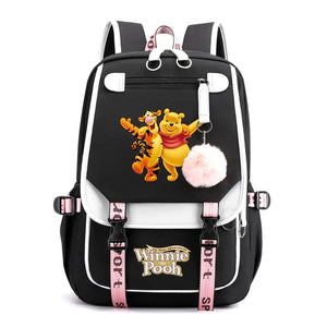 Disney Winnie the Pooh Backpacks Teenager USB Charging Laptop Backpack