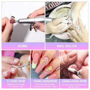 45000RPM Rechargeable Electric Nail Drill Machine Professional Nail