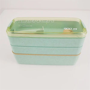 Healthy Material Lunch Box 3 Layer Wheat Straw Bento Boxes Microwave