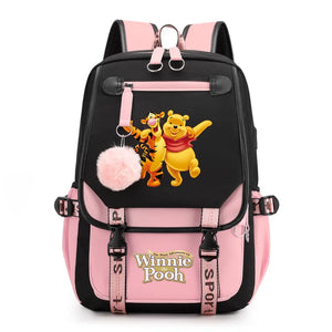 Disney Winnie the Pooh Backpacks Teenager USB Charging Laptop Backpack