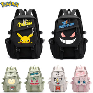 Pokemon Anime Cartoon Waterproof Pikachu Gengar Dacron Schoolbag