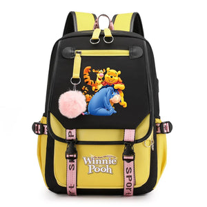 Disney Winnie the Pooh Backpacks Teenager USB Charging Laptop Backpack