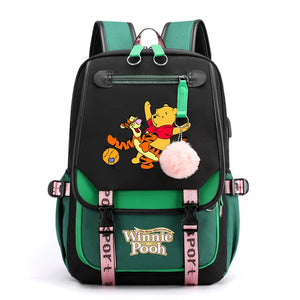 Disney Winnie the Pooh Backpacks Teenager USB Charging Laptop Backpack