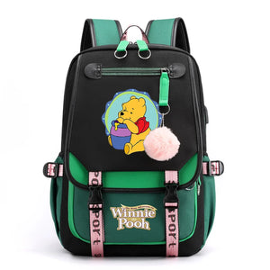 Disney Winnie the Pooh Backpacks Teenager USB Charging Laptop Backpack