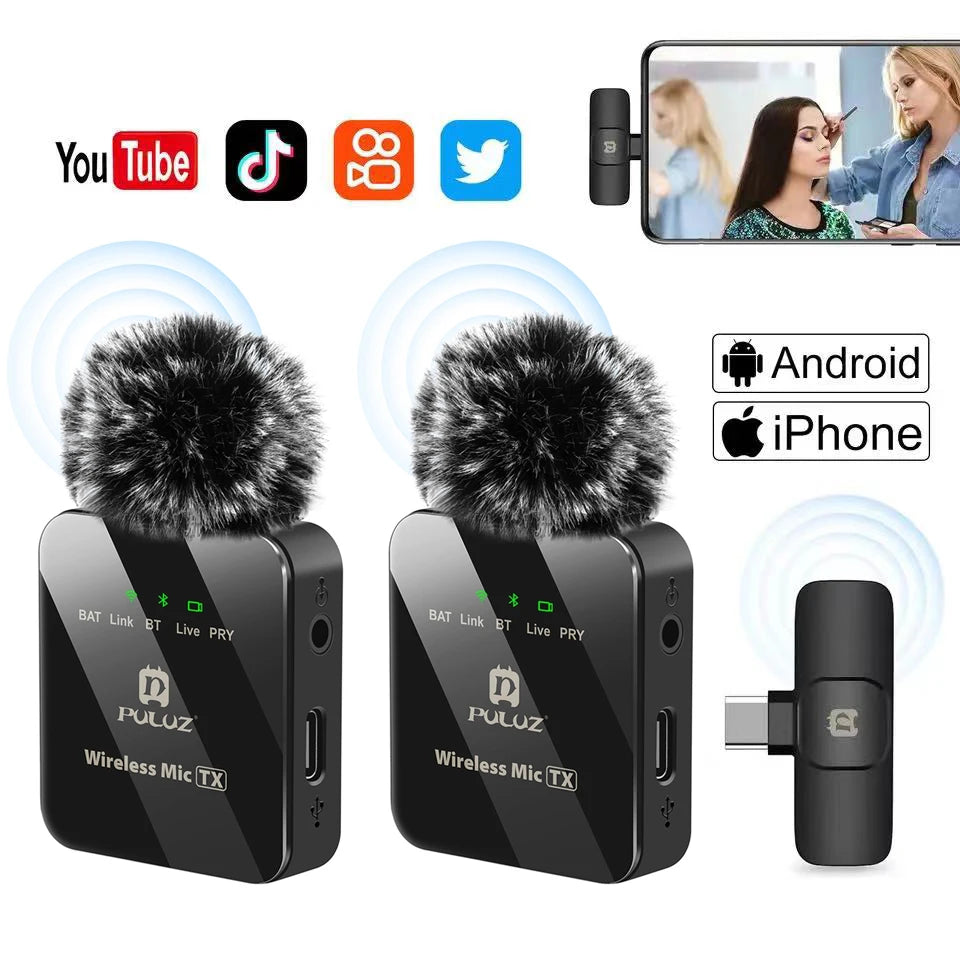Wireless Lavalier Microphone Portable Audio Video Recording Mini