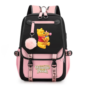 Disney Winnie the Pooh Backpacks Teenager USB Charging Laptop Backpack