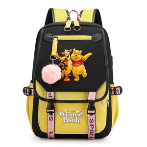 Disney Winnie the Pooh Backpacks Teenager USB Charging Laptop Backpack