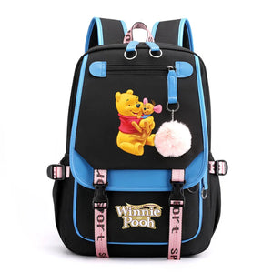 Disney Winnie the Pooh Backpacks Teenager USB Charging Laptop Backpack