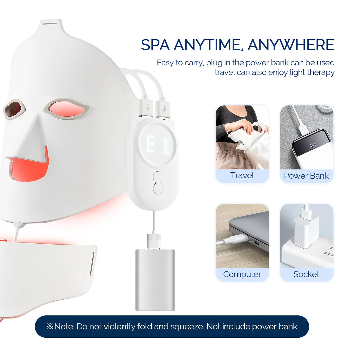 Led Facial Mask With Neck Red Led Light Therapy Flexible Soft Mask