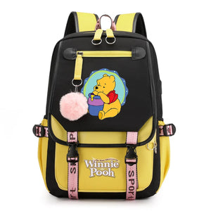 Disney Winnie the Pooh Backpacks Teenager USB Charging Laptop Backpack