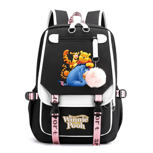 Disney Winnie the Pooh Backpacks Teenager USB Charging Laptop Backpack