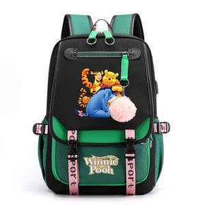 Disney Winnie the Pooh Backpacks Teenager USB Charging Laptop Backpack