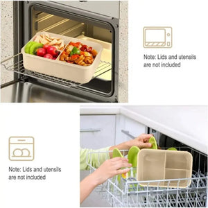 Lunch Box with Tableware Square Divided Microwave