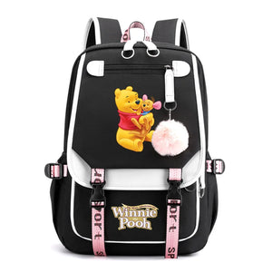 Disney Winnie the Pooh Backpacks Teenager USB Charging Laptop Backpack