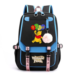 Disney Winnie the Pooh Backpacks Teenager USB Charging Laptop Backpack