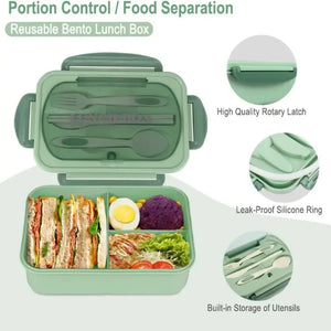 Lunch Box with Tableware Square Divided Microwave