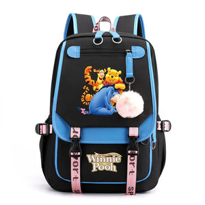 Disney Winnie the Pooh Backpacks Teenager USB Charging Laptop Backpack