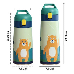 Kids Stainless Steel Straw Thermos Mug with Case Cartoon Leak-Proof