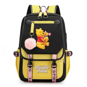 Disney Winnie the Pooh Backpacks Teenager USB Charging Laptop Backpack