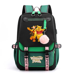 Disney Winnie the Pooh Backpacks Teenager USB Charging Laptop Backpack