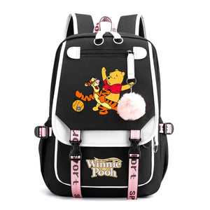 Disney Winnie the Pooh Backpacks Teenager USB Charging Laptop Backpack