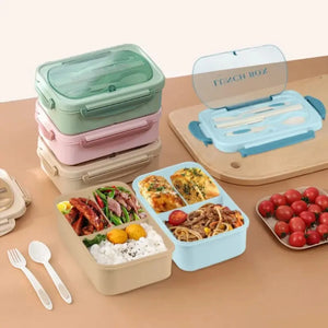 Lunch Box with Tableware Square Divided Microwave