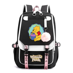 Disney Winnie the Pooh Backpacks Teenager USB Charging Laptop Backpack