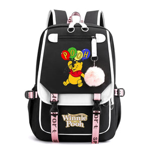 Disney Winnie the Pooh Backpacks Teenager USB Charging Laptop Backpack