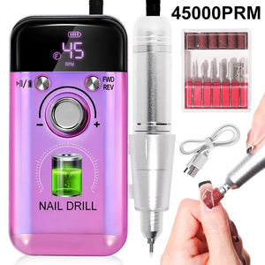 45000RPM Rechargeable Electric Nail Drill Machine Professional Nail