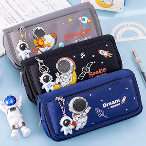 Cartoon Space Astronaut Pencil Case Large Capacity Canvas Pencil Bag