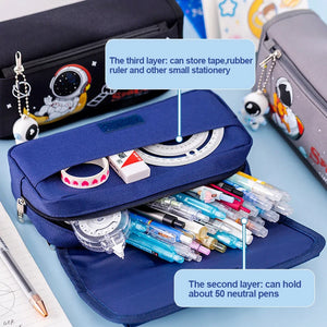 Cartoon Space Astronaut Pencil Case Large Capacity Canvas Pencil Bag