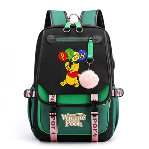 Disney Winnie the Pooh Backpacks Teenager USB Charging Laptop Backpack