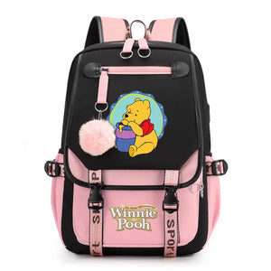 Disney Winnie the Pooh Backpacks Teenager USB Charging Laptop Backpack