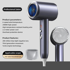 2400W 3th Gear Professional Hair Dryer Negative Ionic Blow Dryer Hot