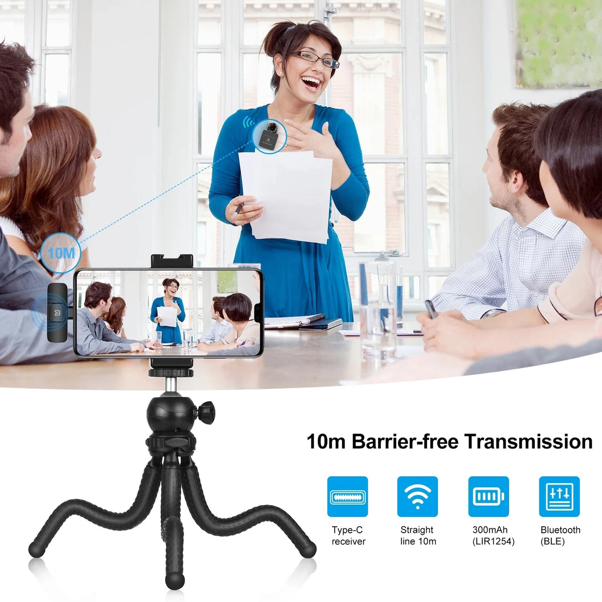 Wireless Lavalier Microphone Portable Audio Video Recording Mini