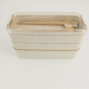 Healthy Material Lunch Box 3 Layer Wheat Straw Bento Boxes Microwave