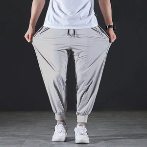 Summer Quick-drying Ice Silk Casual Pants Men's Ultra-thin Elastic